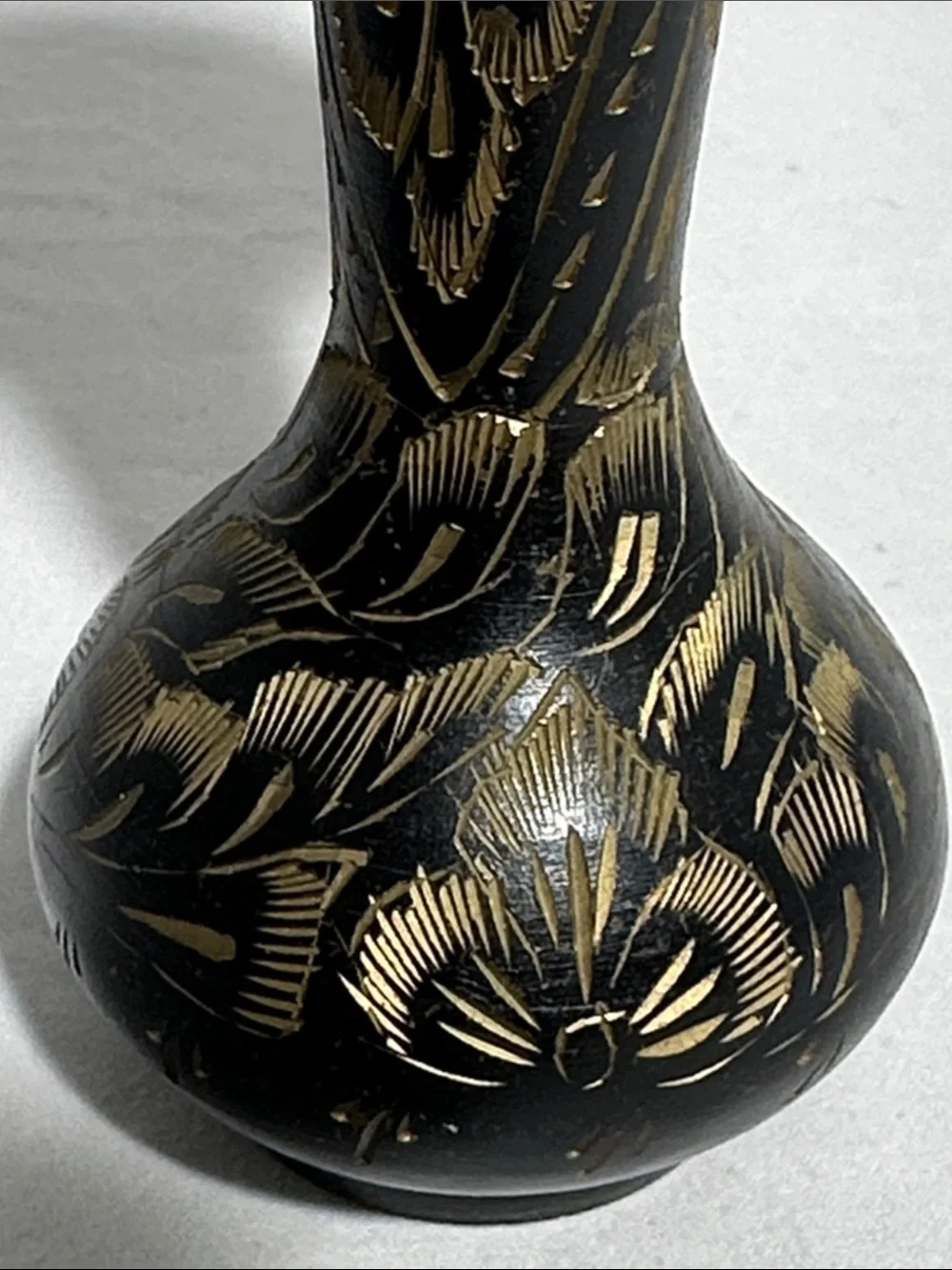 Black and Gold Floral Accent Vase